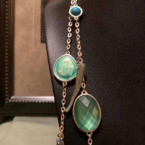 Chico's Multicolor Gemstone Layered Necklace 30" - Picture 5 of 10